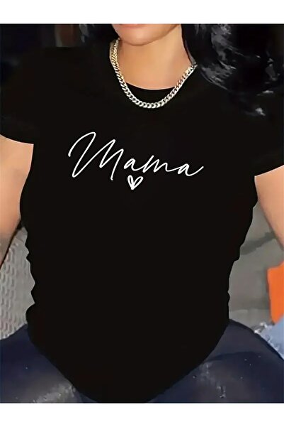 NOURAM Short Sleeve T-Shirt Women, Mama Print with Heart Design, Lightweight ...