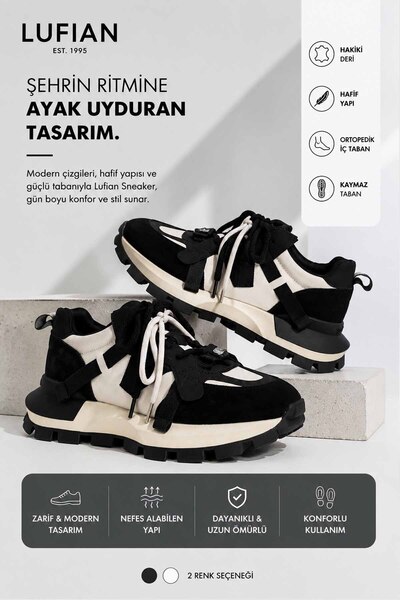 Lufian Women's 100% Genuine Leather Sneaker Daily Sports Shoes Thick Sole Com...