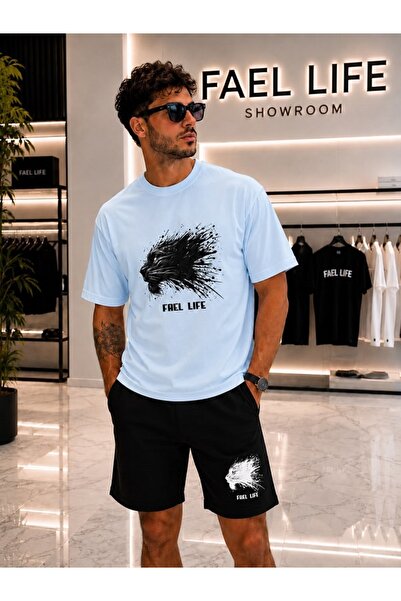 FAEL LİFE Unisex Wide-Let T-Shirt and Shorts Tiger Printed Set