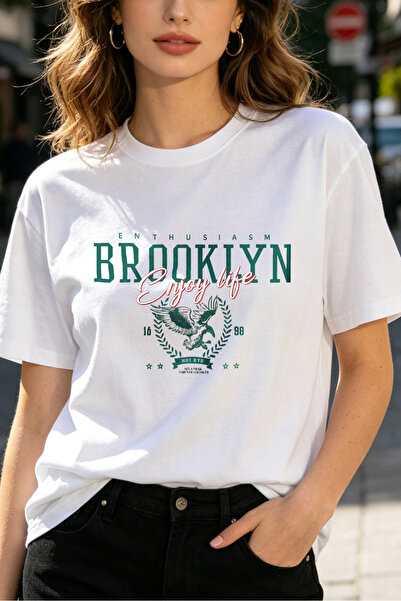 Fleck Womens T Shirts Brooklyn Enthusiasm Enjoy Life Eagle Graphic Streetwear...