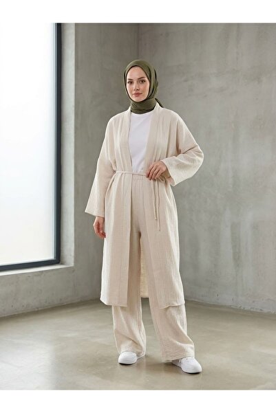 Foremia Long Cardigan Trouser Suit-Stone