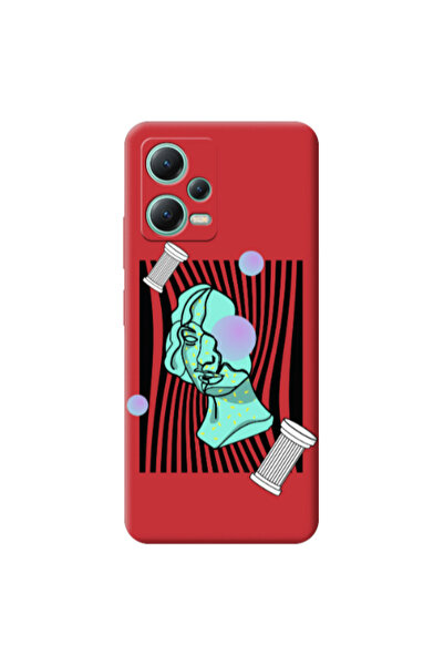 Other Xiaomi Redmi Note 12 Pro 5G Columns Red Colored Silicone TPU Θήκη