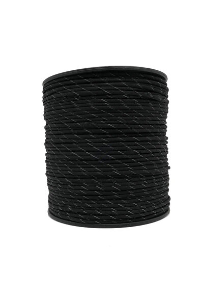 PARACORD Wristband, Outdoor 4 mm Reflective Rope Black 5 Meters