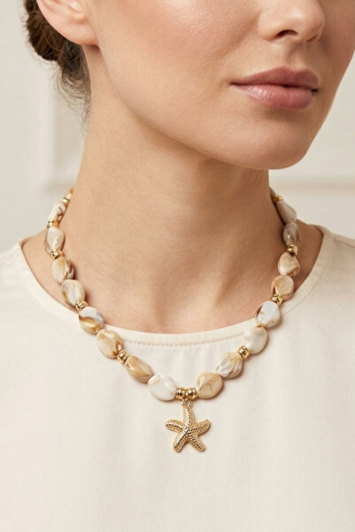 PETEK AKSESUAR Acrylic Gravel Stone Bead Necklace