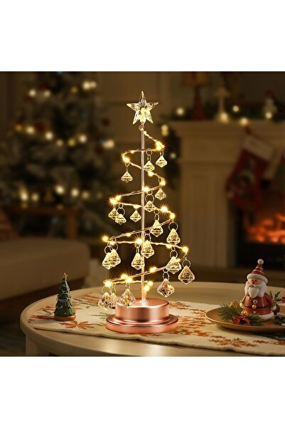 OEM Lampă de noapte LED Brad Spiralat de Crăciun din Cristal Aur Roz 28 cm