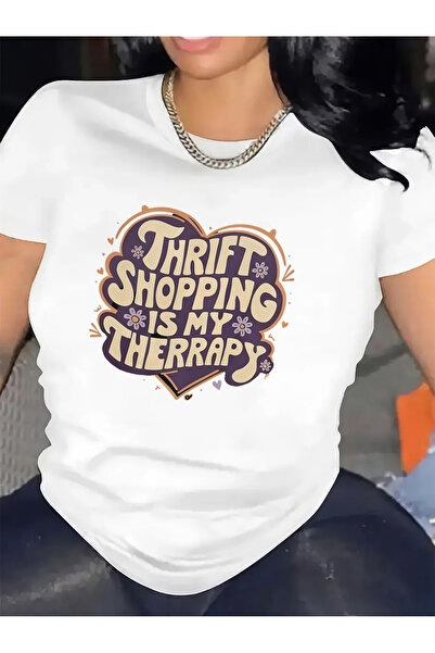 17TAKI cotton Short Sleeve T-Shirt with Thrift Shopping Is My Relax Design Ho...