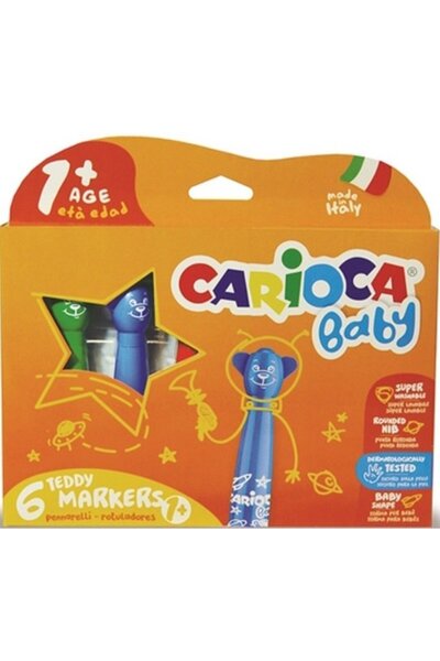 carioca Μαρκαδόροι Teddy Baby 1+ Cariocis 6 Τεμάχια (133006110)