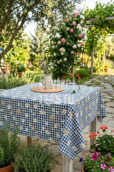 Çt Çeyizci Tekstil مفرش طاولة مطبوع رقميًا مقاس 170 × 170 سم مقاوم للبقع، مفر...