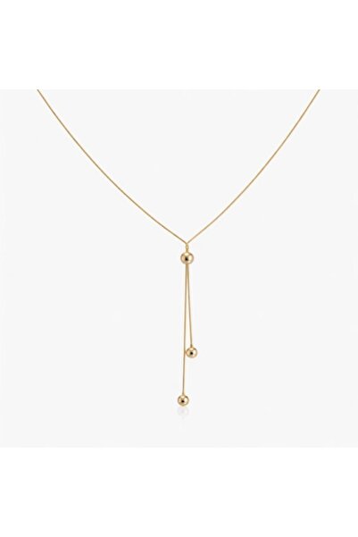 SHOPIENS Colier de damă, auriu, reglabil, cu mărgele decorative, design lariat