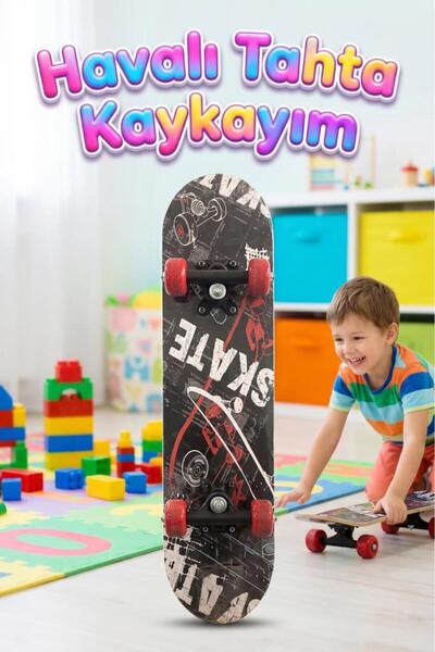 Tıfıl Toys Skate Desenli Rulmanlı 4 Tekerlekli Başlangıç Kaykayı Konforlu Eğl...