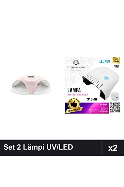 NAİLS Set 2 Lămpi UV/LED Profesionale 48W cu Ventilator și Timer pentru Uscar...
