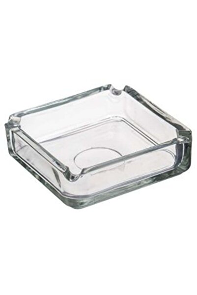 SHOPIENS Scrumieră pătrată din sticlă transparentă 9,5 x 9,5 cm