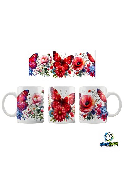 Ghostbastır Design Butterflies Mug Cup |   Single Piece K0281