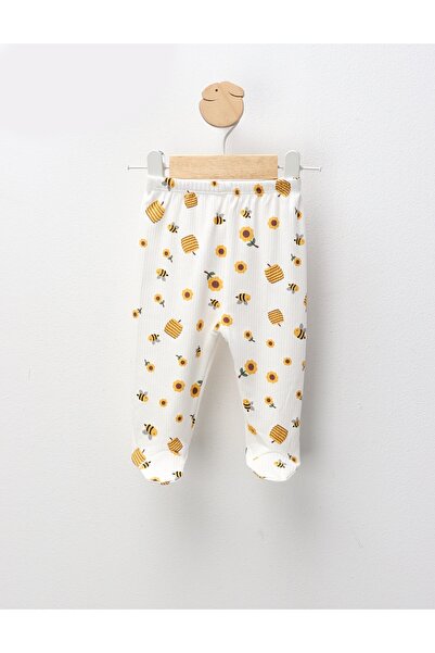 MiniKids Pantaloni cu botosei Ace Trase, Albinute, alb