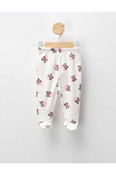 MiniKids Pantaloni cu botosei Ace Trase, Toy Bear, alb-roz