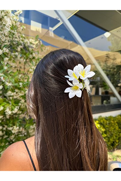 Tuysa Jewelry Lily Beyaz Çiçek Klipsli Saç Tokası