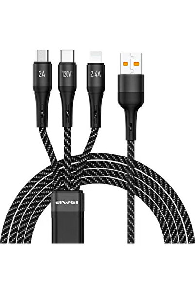 AWEI CL-972 Πλεγμένο καλώδιο USB σε Lightning / Type-C / micro USB 1.2μ