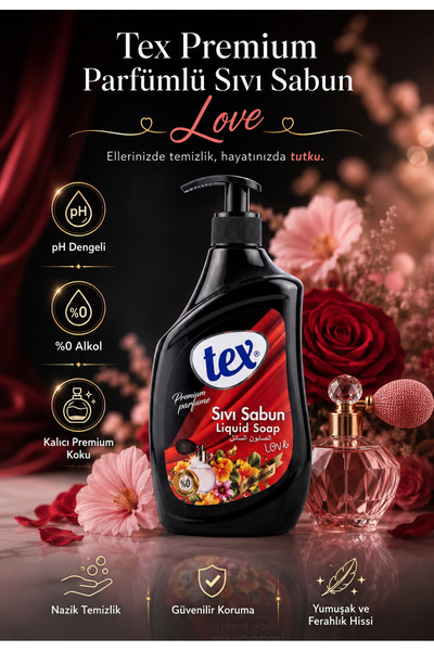Tex Premium Parfüm - Love Sıvı Sabun - pH Dengeli