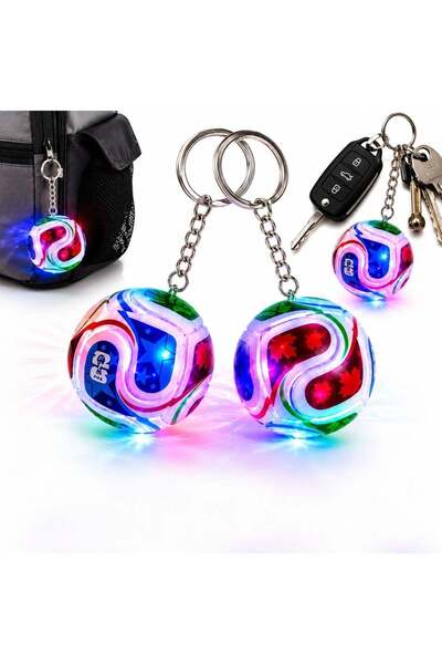 CASA JOY Breloc LED luminos 10 cm, Model minge de fotbal, 4 cm multicolor, cu...