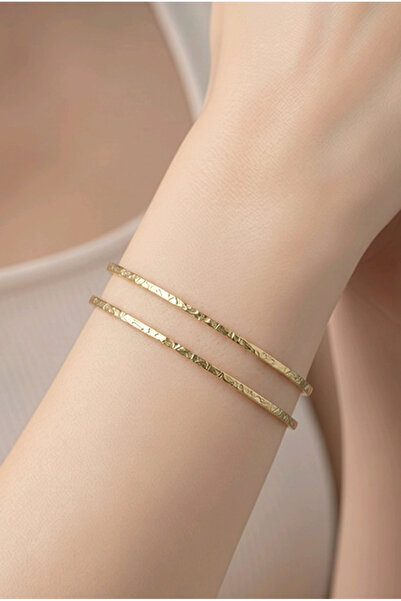 NBS Beautiful Naturel Stones Very Thin 2 Pieces Brass Adjustable Bracelet Ele...