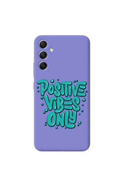 Other Samsung A34 Positive Vibes Only Purple Colored Silicone TPU Θήκη