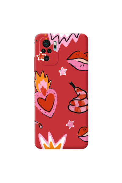 Other Xiaomi Redmi Note 10S Snake heart Red Colored Silicone TPU Θήκη
