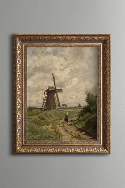 epiqart Windmill - Vintage Patterned Painting - Thick Model