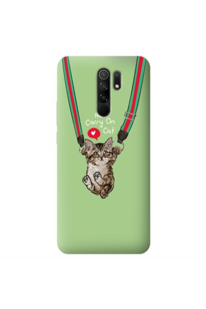Other Xiaomi Redmi 9 Swinging cat Light Green Colored Silicone TPU Θήκη