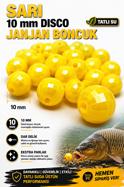 sr sazanrig SARI DİSCO JANJAN BONCUK 10 MM (DAR DELİK)