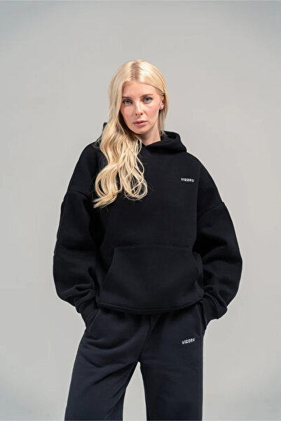VIGORV Oversize Hooded Sweatshirt with Cotton Kangaroo Pocket and Warm-Keepin...