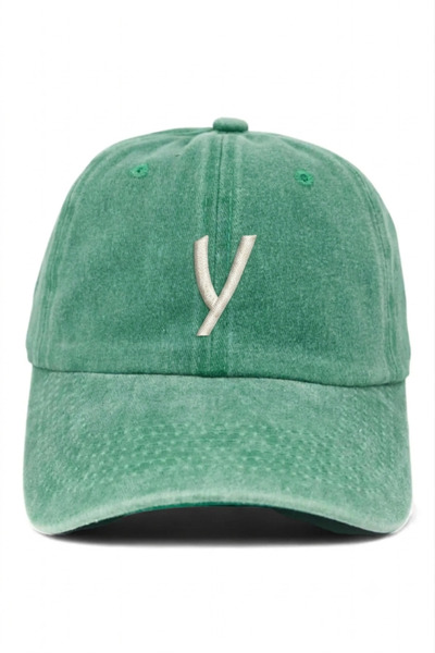 ŞapkaMania Light Green Embroidered Washable Vintage Unisex Hat with Letter Y