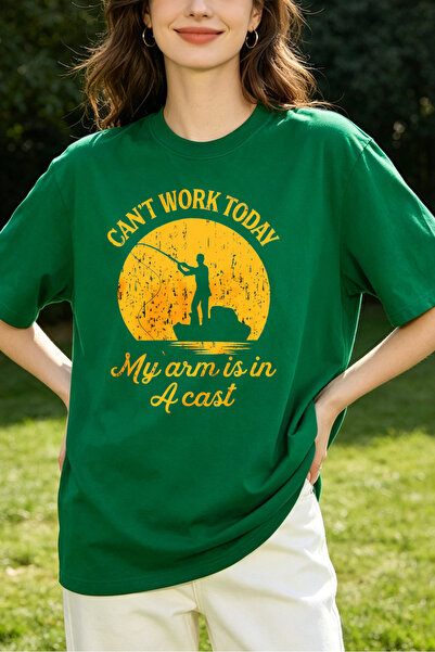 Fleck Womens T Shirts Fishing Humor Cant Work Today My Arm Is In A Cast Graph...