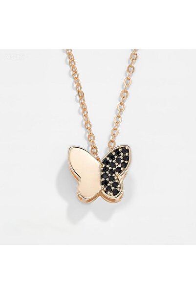 SaraQabi Gold Plated Butterfly Zircon Pendant Necklace