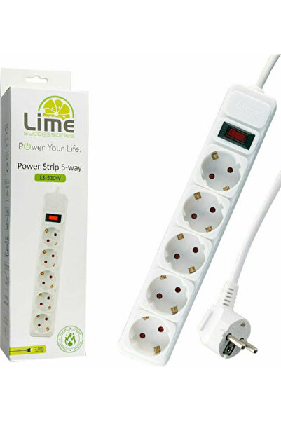 Lime&co Πολύπριζο Lime με προστασία από υπερτάσεις, 5 θέσεων, με διακόπτη και...