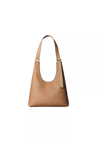 Calvin Klein Women's Adjustable Logo Detailed Strap Brown Shoulder Bag with Z...