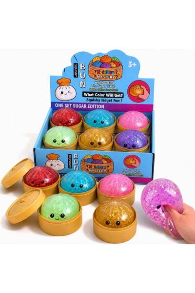 CASA JOY Jucărie Squishy Dumpling Curcubeu în cutie de plastic 10 cm, Antistr...