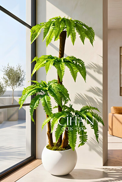 Cihan Çiçekçilik Premium 3 Gövdeli Yapay Çikas Palmiye Ağacı 170 cm 27*33 Kür...