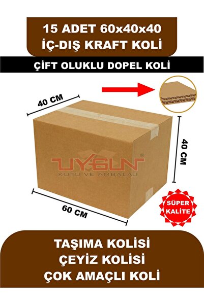 Uygun Kutu ve Ambalaj 15 ADET 60x40x40 EV TAŞIMA KOLİSİ, ÇEYİZ KOLİSİ, BOŞ KO...