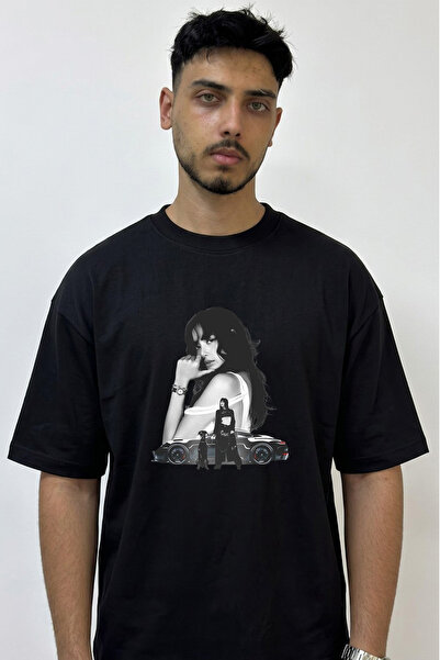 Anetos Lisa Blackpink_1 Design Printed Oversize Black T-Shirt