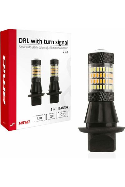 AMIO Λάμπες Αυτοκινήτου & Μοτοσικλέτας DRL / PY21W-BAU15s Canbus LED 12V 2 τε...