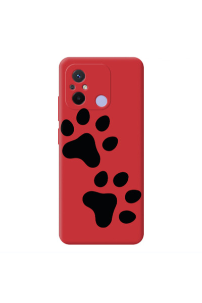 Other Xiaomi Redmi 12C Paws Red Colored Silicone TPU Θήκη
