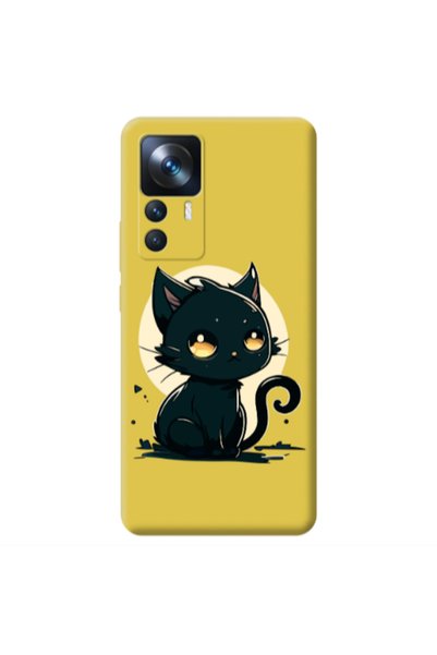 Other Xiaomi Mi 12T Black Cat Yellow Colored Silicone TPU Θήκη
