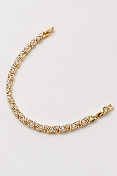 Balenbi Jewelry Kadın Taşlı Üçgen Geometrik Desenli Kararmaz Çelik Bileklik 1...