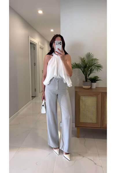 BİRCANÇİL Hulle Gray Tensel Palazzo Jean