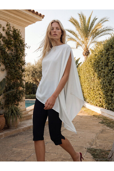 LC Waikiki Ozmarka New Season Crew Neck Asymmetrical Draped Women's Blouse