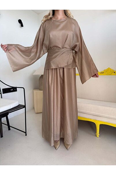 Bade Butik Sand beige cape combined dress