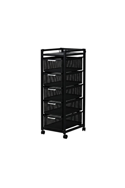 Rahaty Store 5-Tier Storage Shelf Unit with Pull-Out Baskets and Wheels