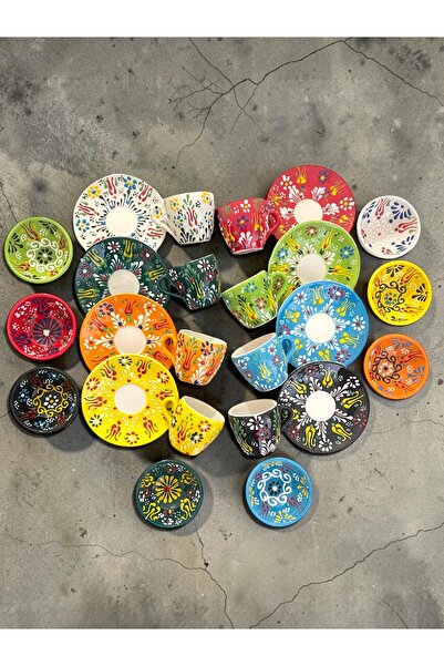 Artistic Quality Decorative 8-Person Tulip Design Fully Handmade Coffee Cup S...