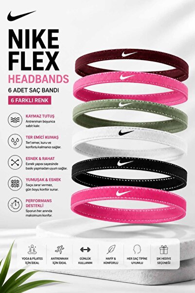 Nike Unisex Pembe Flex Classic Headbands 6pk Printed Saç Bandı