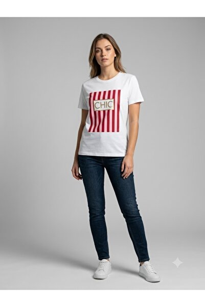 centilmen Onix Printed White Crew Neck T-Shirt 2626-164